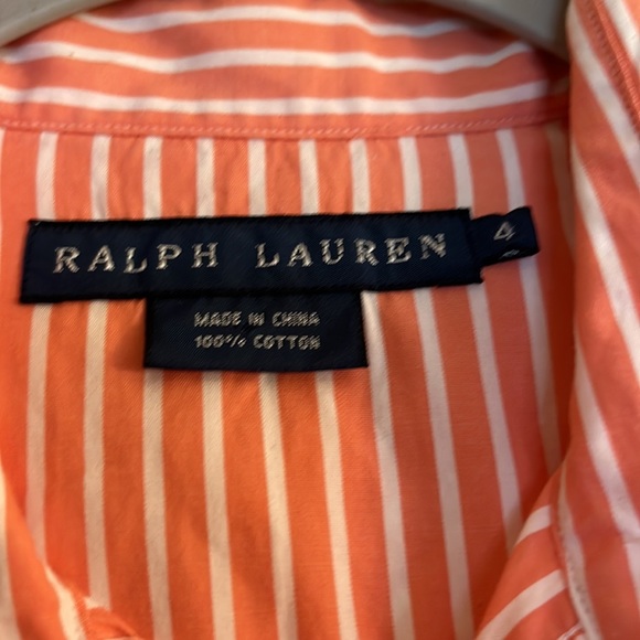 Ralph Lauren Blue Label Western Pearl Snap Button Shirt Size 4 Pink White Stripe - Picture 5 of 8